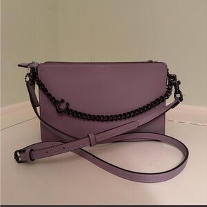 Coach Refined Calf Leather Signature Chain Crossbody in Lilac